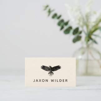 Raven Smoke Cloud Watercolor Minimal Rustic Visitkort