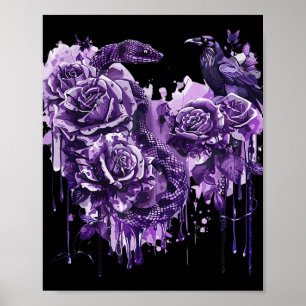 Raven Snake Ro Gothic Steampunk Biker Heart-sha Poster
