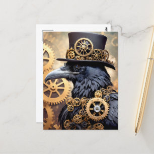 Raven Steampunk-kugghjulskonst Vykort