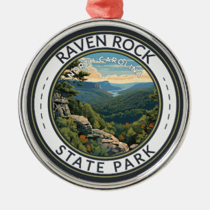Raven Sten State Park North Carolina Travel Badge Julgransprydnad Metall