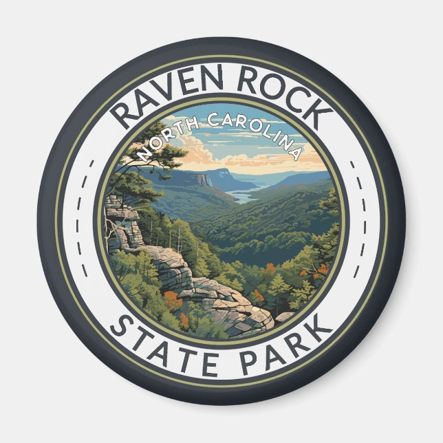 Raven Sten State Park North Carolina Travel Badge Magnet (Framsidan)