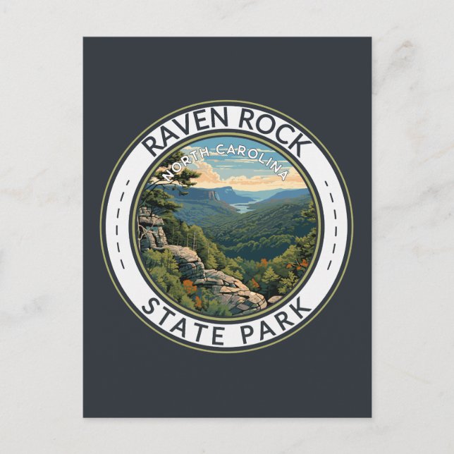 Raven Sten State Park North Carolina Travel Badge Vykort (Framsida)