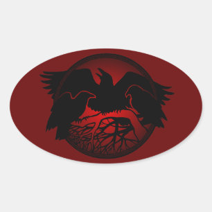 Raven Stickers Native Wildlife Raven Art Stickers Ovalt Klistermärke