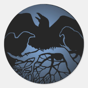 Raven Stickers Raven Gifts Raven Kråka Artikel Sti Runt Klistermärke