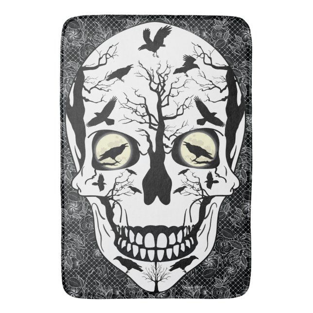 Raven Sugar Skull Skeleton Bath Mat Badrumsmatta (Framsidan (Vertikal))
