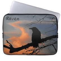 Raven Sunset Träd och Clouds