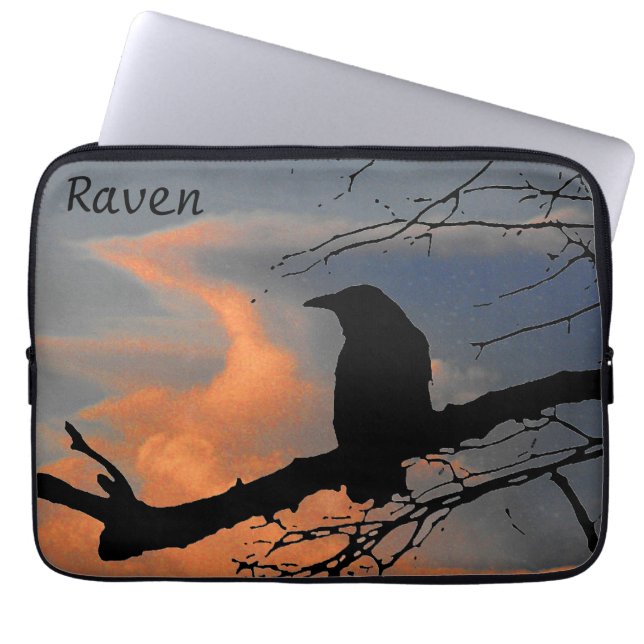 Raven Sunset Träd och Clouds Laptop Fodral (Framsidan)