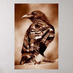 Raven surreal collage poster