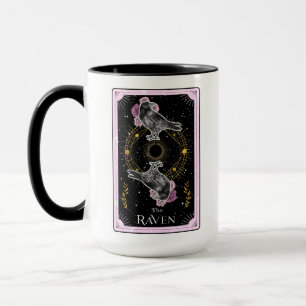 Raven Tarot Card Celestial Måne Rosa Black Mugg