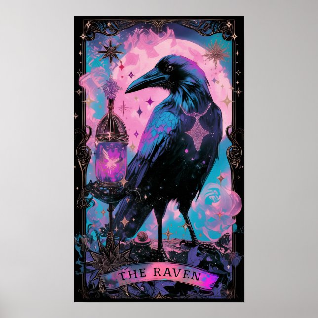 Raven Tarot Card Witchy Poster (Framsidan)