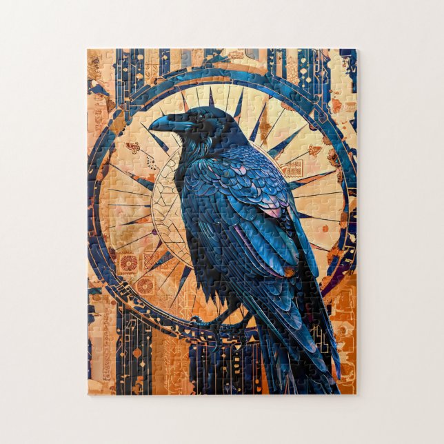 Raven Totem – Mystic Art Deco Symbol Pussel (Vertikal)