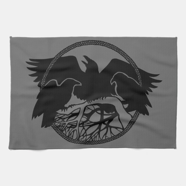 Raven Towel First Nations Raven Art Tea Towel Gift Kökshandduk (Horisontell)