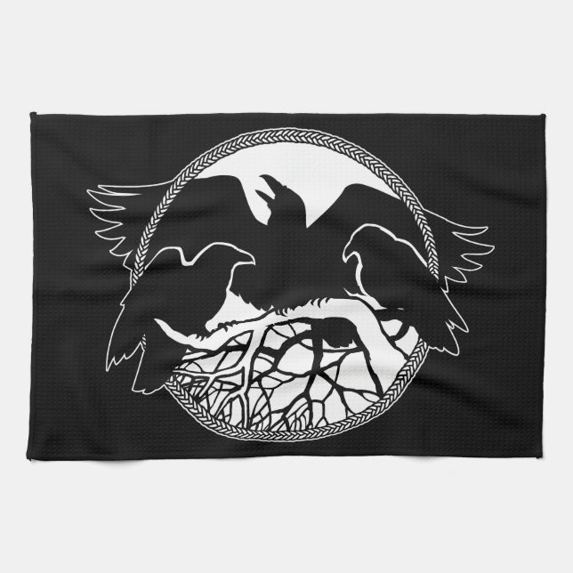 Raven Towel First Nations Raven Art Tea Towel Gift Kökshandduk (Horisontell)
