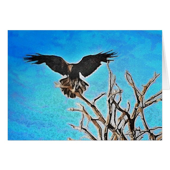 Raven träd hälsningskort (Framsidan Horizontal)