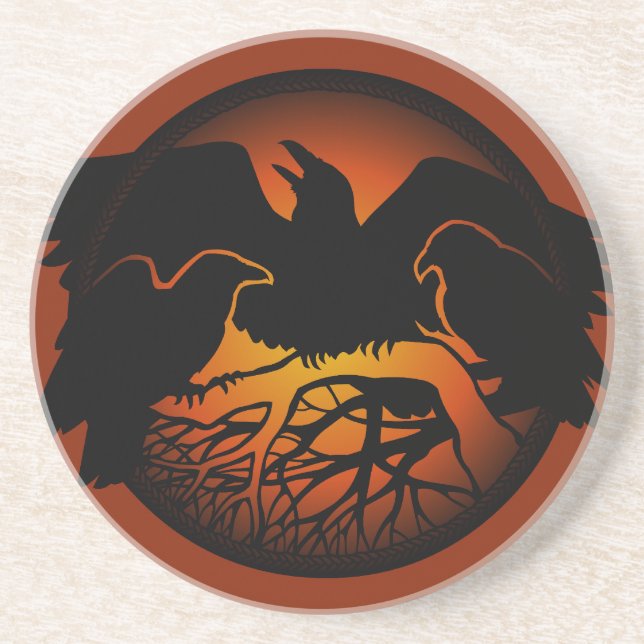 Raven Underlägg Raven Decor Raven Kråka Art Underl Sandsten (Framsidan)