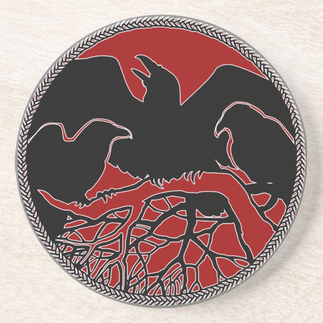 Raven Underlägg Raven Gift Raven & Kråka Art Decor Sandsten (Framsidan)