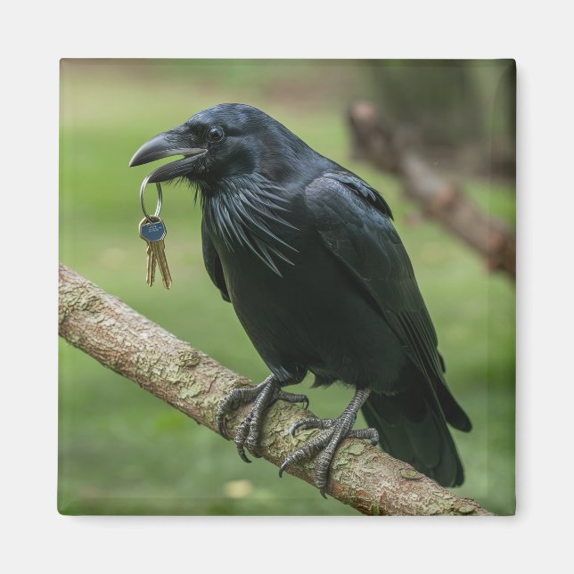 Raven vid Gren med Nyckel Magnet (Framsidan)