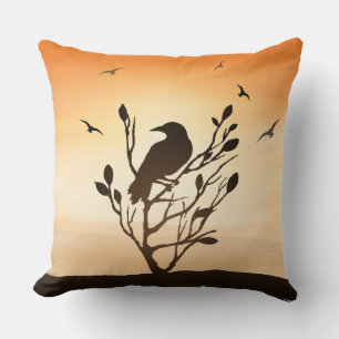 Raven vid sunset dekorativ kudde