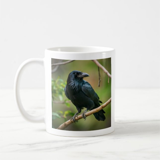 Raven vid Träd Gren Kaffemugg (Vänster)