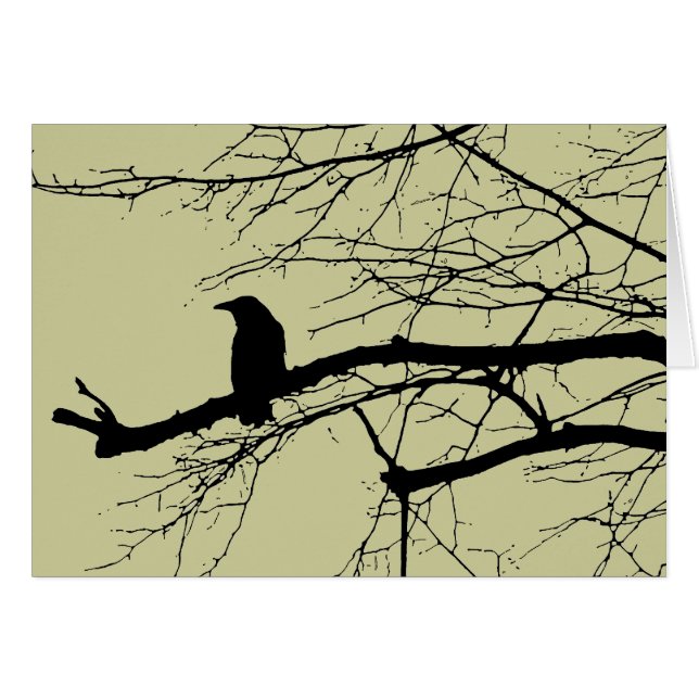 Raven vid Träd Hälsningskort (Framsidan Horizontal)