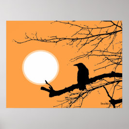 Raven vid Träd Sol Poster