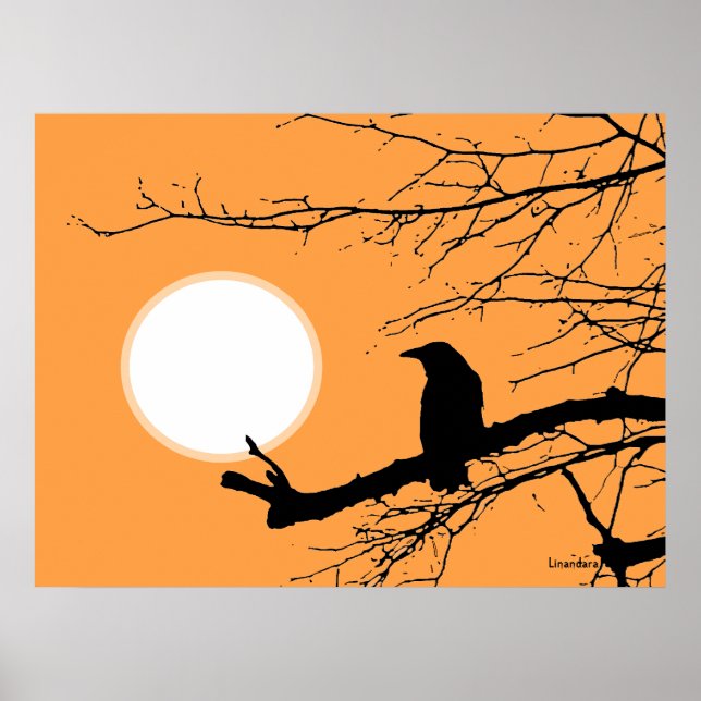 Raven vid Träd Sol Poster (Framsidan)