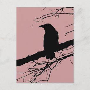 Raven vid Träd Vykort