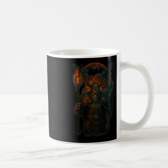 Raven Viking Halloween Design Design Norse Sorcere Kaffemugg (Höger)