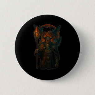 Raven Viking Halloween Design Design Norse Sorcere Knapp