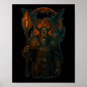 Raven Viking Halloween Design Design Norse Sorcere Poster
