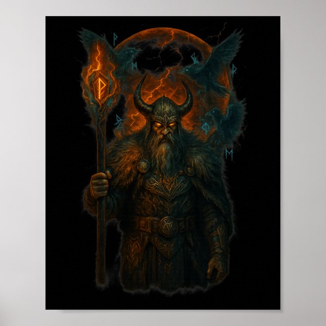 Raven Viking Halloween Design Design Norse Sorcere Poster (Framsidan)