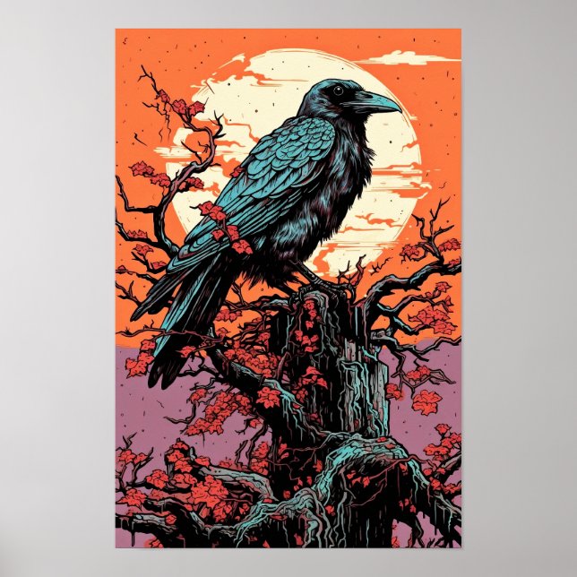 Raven Wall Poster, Art Illustration Poster (Framsidan)