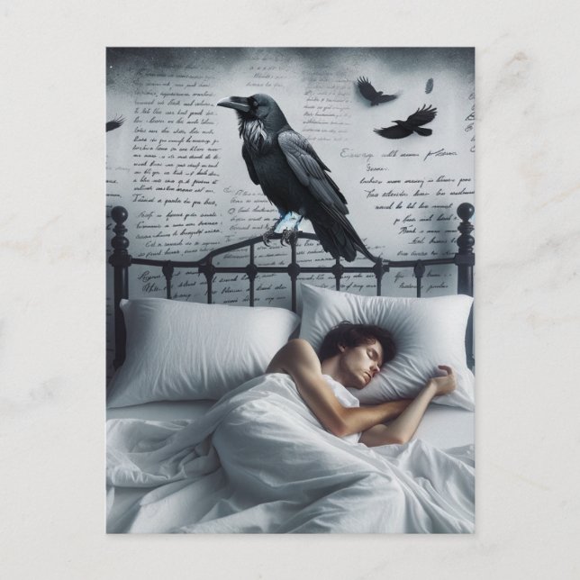Raven Watches over Person Asov Vykort (Framsida)