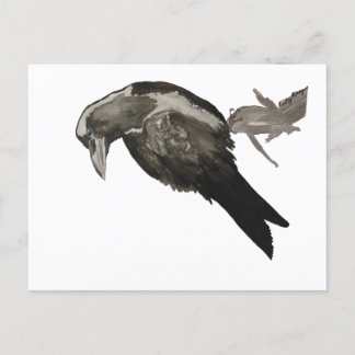 Raven Watercolor Postcard Vykort