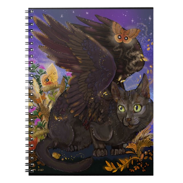 Raven Winged Autumn Magic Cat Anteckningsbok (Framsidan)