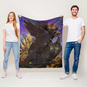 Raven Winged Autumn Magic Cat Fleecefilt