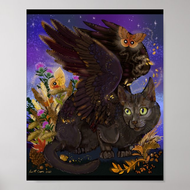 Raven Winged Autumn Magic Cat Poster (Framsidan)