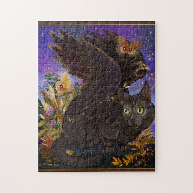 Raven Winged Autumn Magic Cat Pussel (Vertikal)