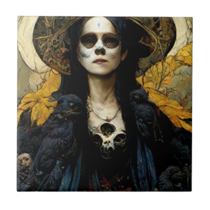 Raven Witch 3 Fantasy Horror Goth Gothic Kakelplatta