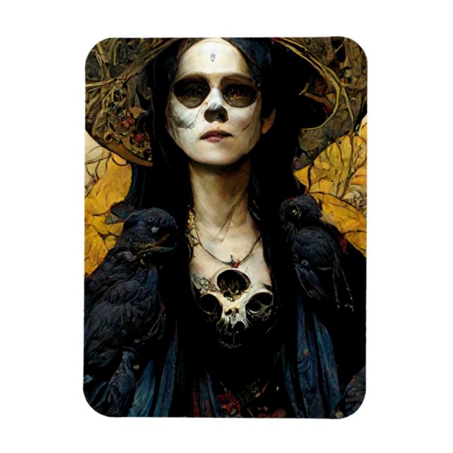 Raven Witch 3 Fantasy Horror Goth Gothic Magnet (Vertikal)
