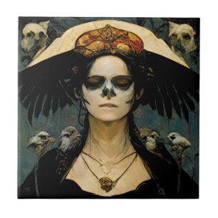 Raven Witch 4 Fantasy Horror Goth Gothic Kakelplatta