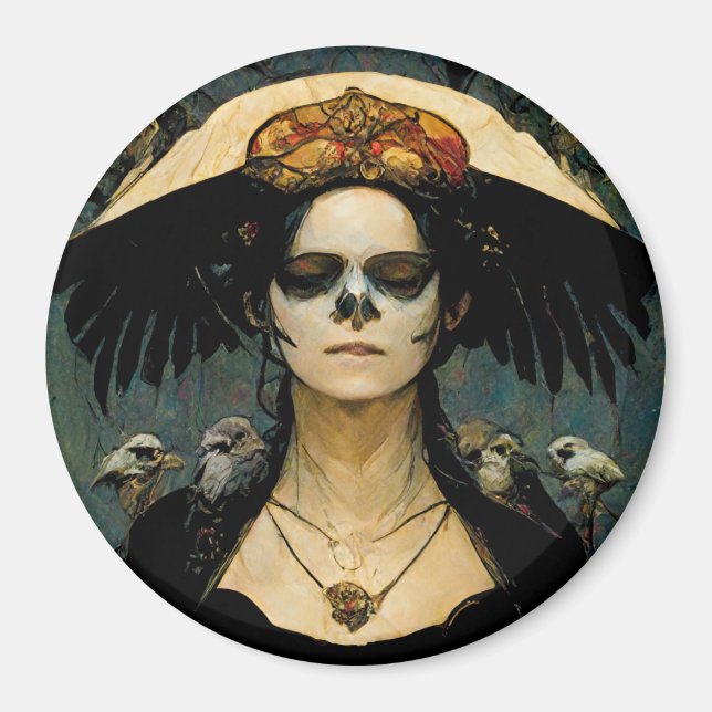 Raven Witch 4 Fantasy Horror Goth Gothic Magnet (Framsidan)