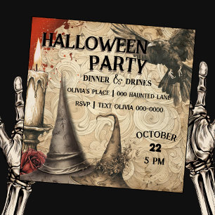 Raven Witch Hats ljus RO HALLOWEEN FEST Inbjudningar