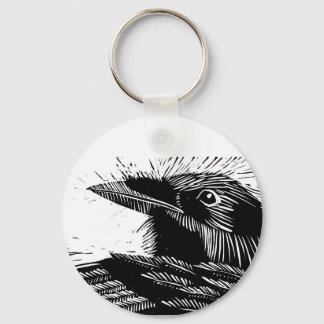 Raven Woodcut Keychain Nyckelring