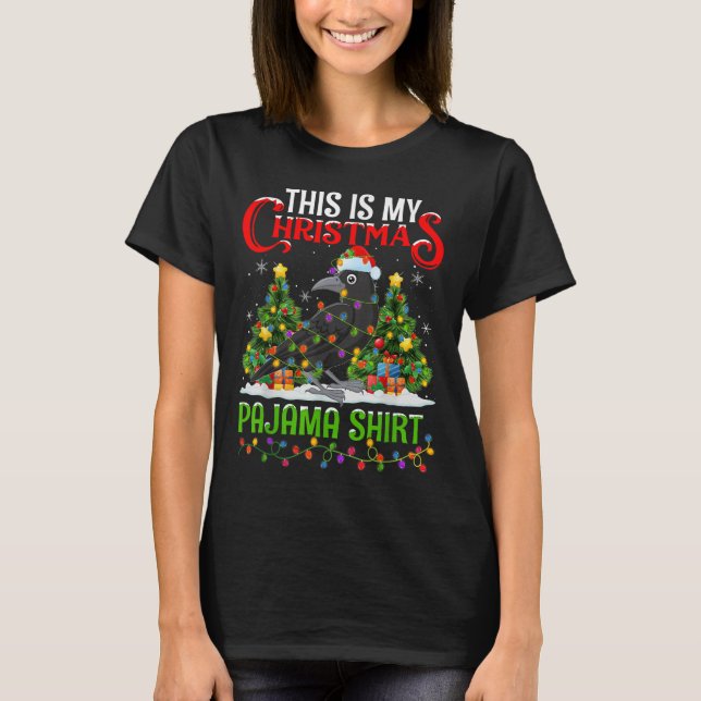 Raven Xmas Lights This Is My Christmas Pajama  T Shirt (Framsida)