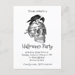 RavenAnd Skull har aldrig mer Halloween fest Inbjudan Vykort