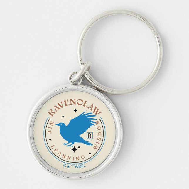 RAVENCLAW™ Blue Eagle House Pride Badge Rund Silverfärgad Nyckelring (Framsidan)
