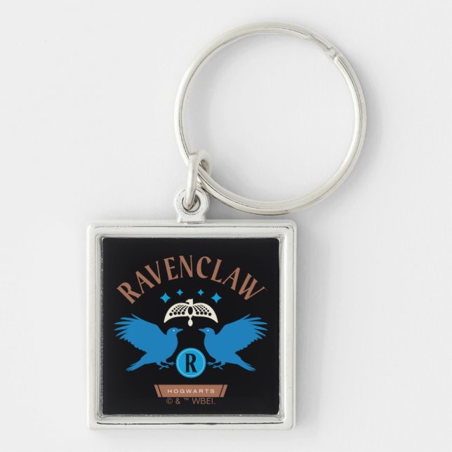 RAVENCLAW™ Hus Dubbelörn Diadem Grafisk Fyrkantig Silverfärgad Nyckelring (Framsidan)