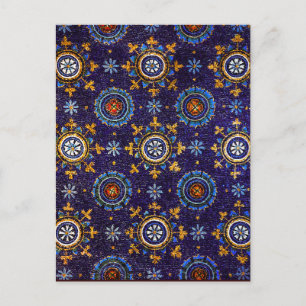 RAVENNA BYZANTINSKA MOSAIKER,STJÄRNOR,BLÅ STJÄRNKL VYKORT
