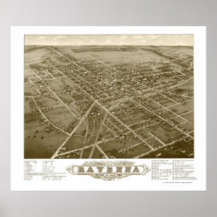 Ravenna, OH Panoramic Karta - 1882 Poster